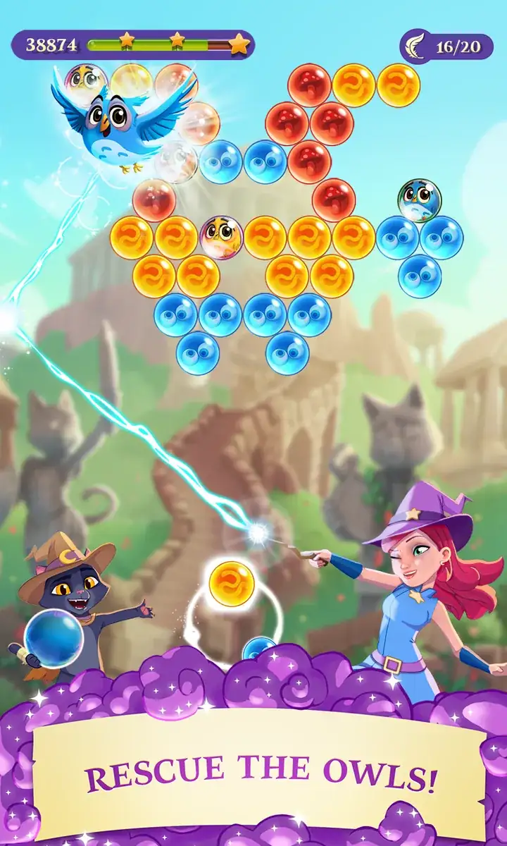 Bubble Witch 3 Saga játékkép: buborékos pálya