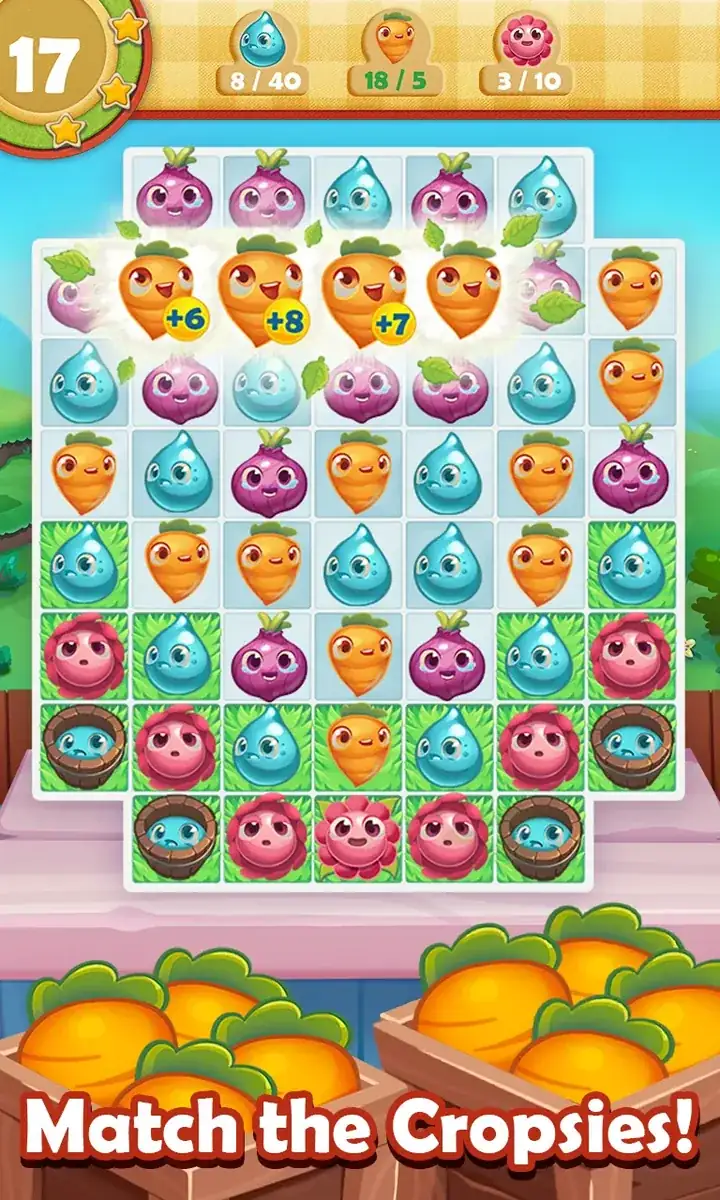 Farm Heroes Saga játékkép: termésgyűjtő pálya